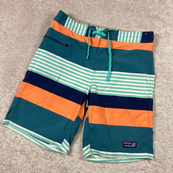 Patagonia Other - Patagonia Wavefarer Men's 34 Boardshorts Blue Orange Striped 86543